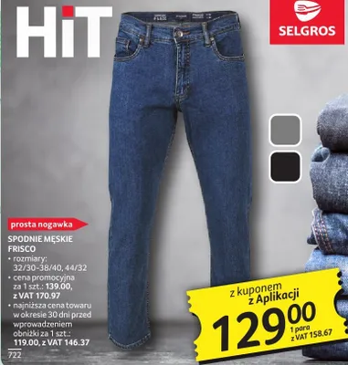 Spodnie męskie Frisco promocja w Selgros