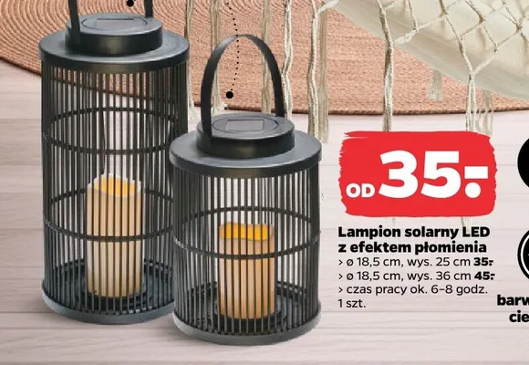 Lampion solarny LED z efektem płomienia promocja w Netto