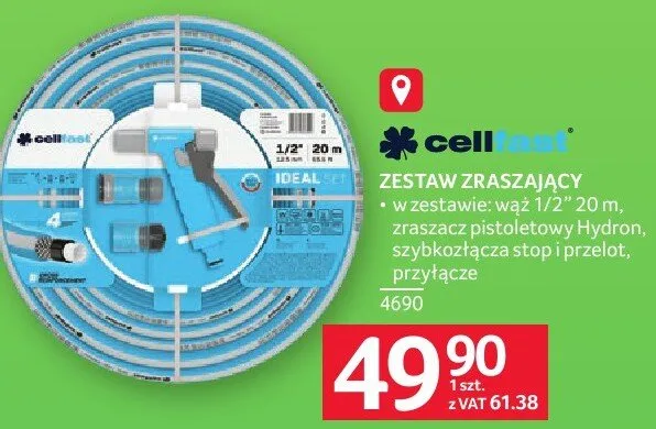 Zestaw zraszający Cellfast wąż 1/2" 20m ze zraszaczem pistoletowym Hydron promocja w Selgros