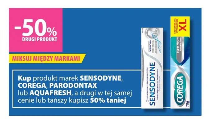 Produkty do higieny jamy ustnej Sensodyne, Corega, Parodontax, Aquafresh promocja w Hebe
