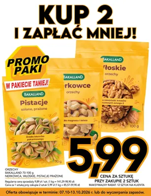 Orzechy Bakalland pistacje prażone promocja w Kupiec