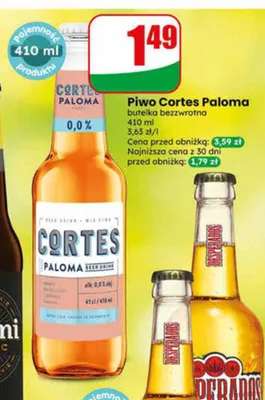 Piwo bezalkoholowe Cortes Paloma 0,0% promocja w Dino