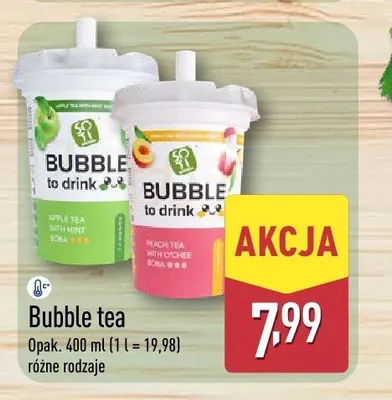 Bubble tea Peach Tea With Lychee Boba promocja w Aldi