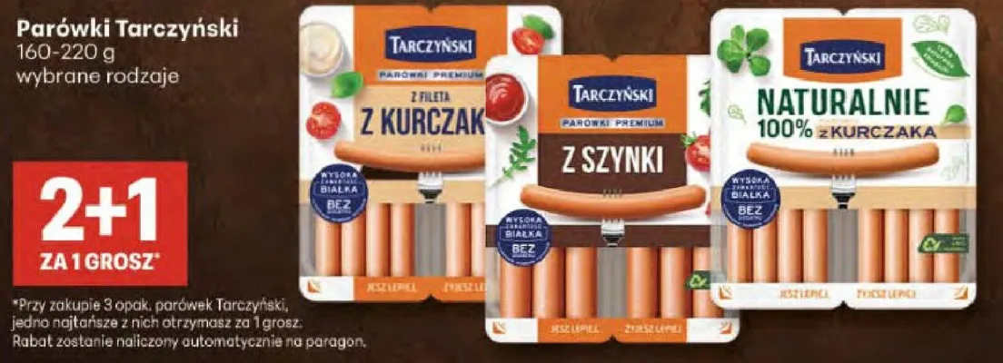 Parówki Tarczyński z fileta z kurczak promocja w Delikatesy Centrum