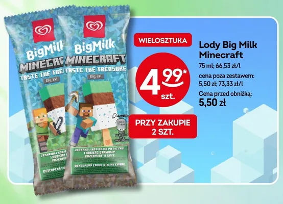 Lody Big Milk Minecraft promocja w Żabka