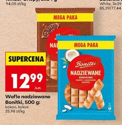 Wafle nadziewane Bonitki kakao 500 g promocja w Biedronka