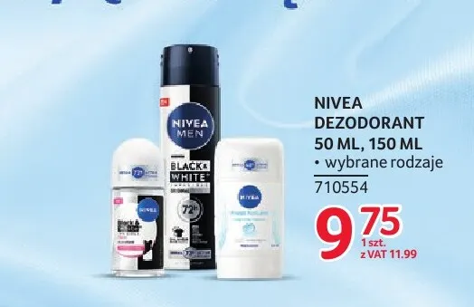 Dezodorant roll-on Black & White Nivea promocja w Selgros