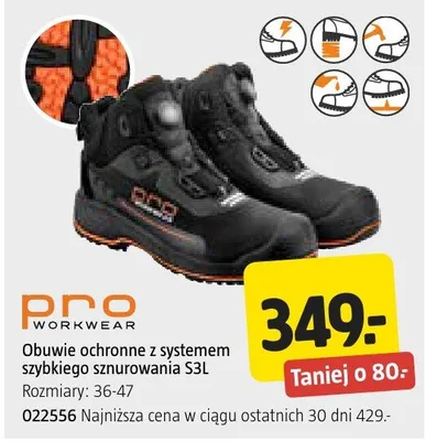 Obuwie ochronne z systemem szybkiego sznurowania S3L promocja w Jula