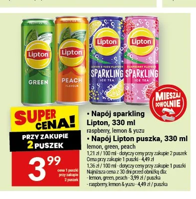 Napój sparkling Lipton Lemon & Yuzu promocja w Twój Market