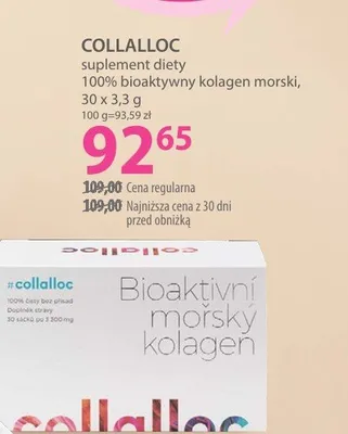 Suplement diety 100% bioaktywny kolagen morski Collalloc promocja w Hebe