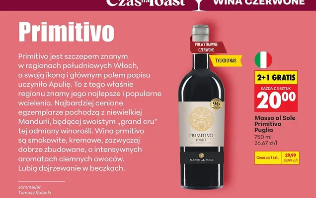Wino Primitivo Puglia promocja w Biedronka