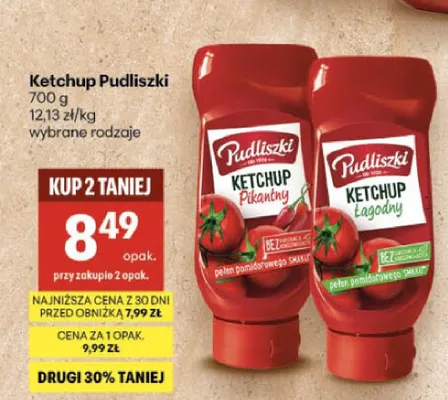 Ketchup Pudliszki Pikantny promocja w Delikatesy Centrum