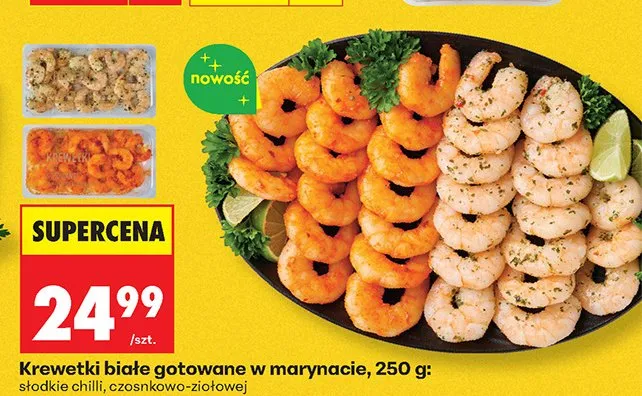 Krewetki białe gotowane w marynacie słodkie chilli Marinero promocja w Biedronka