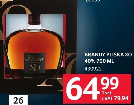 Brandy Pliska XO 40% 430922 promocja w Selgros