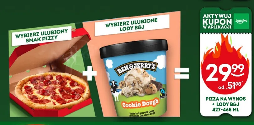 Zestaw pizza na wynos + lody Ben & Jerry's promocja w Żabka