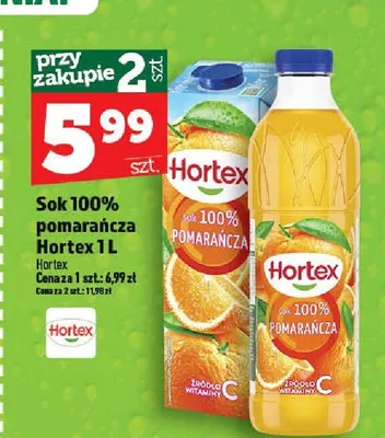 Sok 100% pomarańcza Hortex promocja w TOPAZ