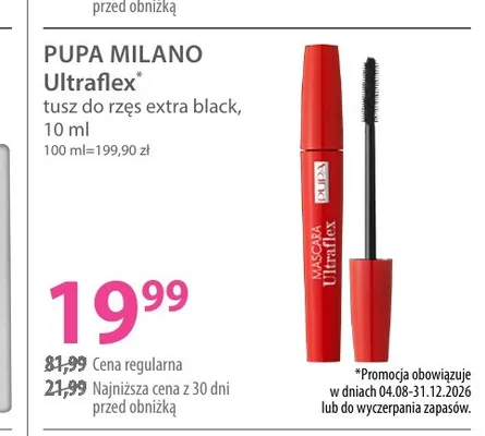 Tusz do rzęs extra black PUPA MILANO Ultraflex promocja w Hebe