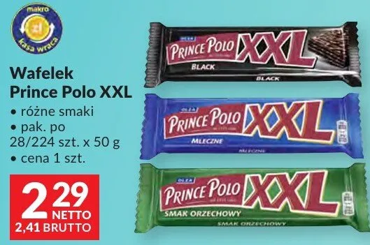 Wafelek Prince Polo XXL różne smaki promocja w Makro