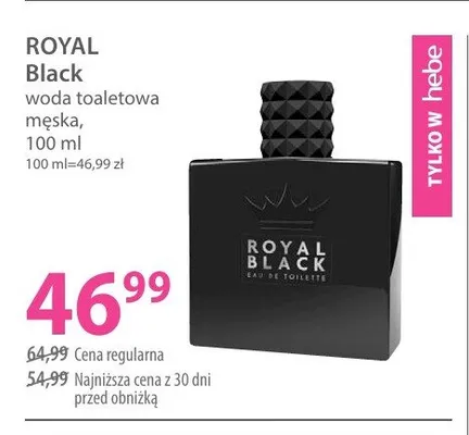 Woda toaletowa męska Royal Black promocja w Hebe