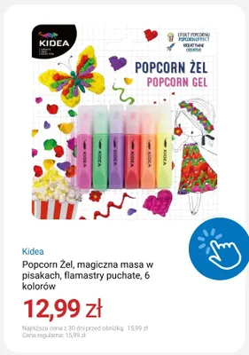 Popcorn Żel magiczna masa w pisakach flamastry puchate 6 kolorów Kidea promocja w Smyk