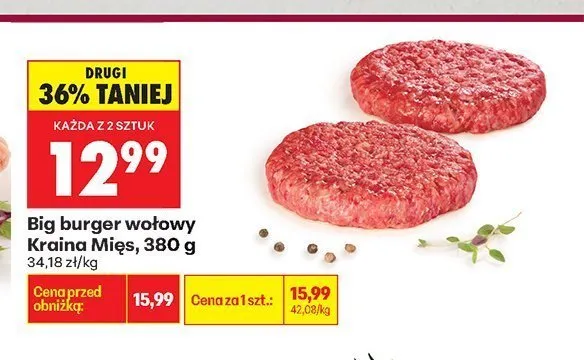Big burger wołowy Kraina Mięs promocja w Biedronka