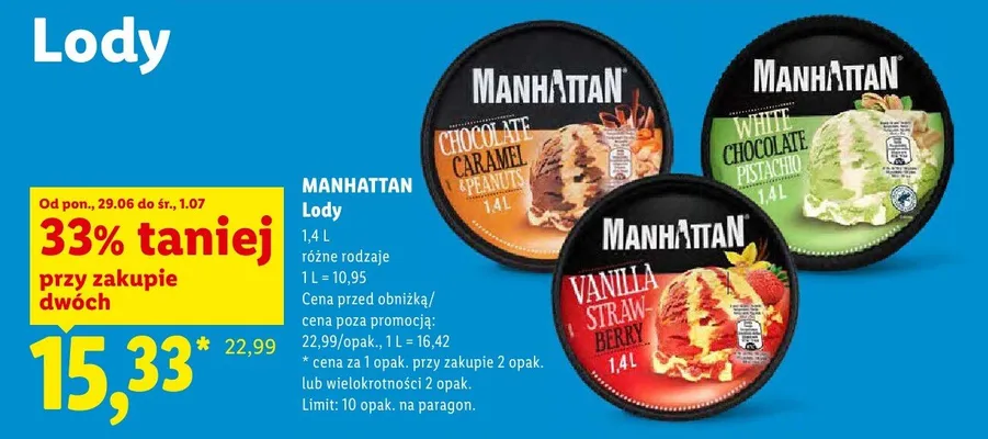 Lody Manhattan Chocolate Caramel & Peanuts promocja w Lidl