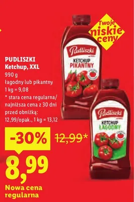 Ketchup pikantny Pudliszki XXL promocja w Lidl