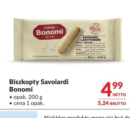 Biszkopty Savoiardi Bonomi promocja w Makro
