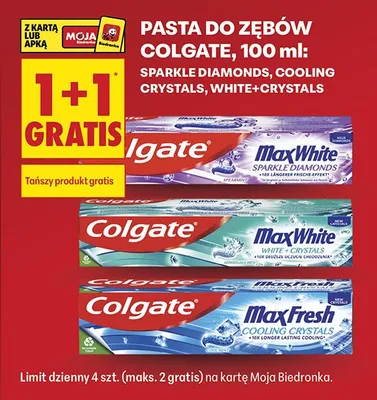 Pasta do zębów Cooling Crystals 1+1 GRATIS promocja w Biedronka