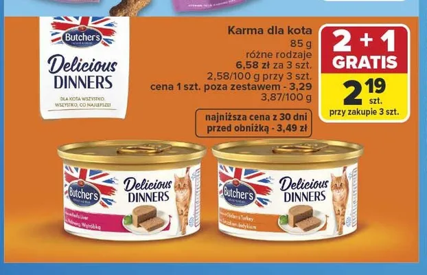 Karma dla kota Butcher's Delicious Dinners promocja w Carrefour