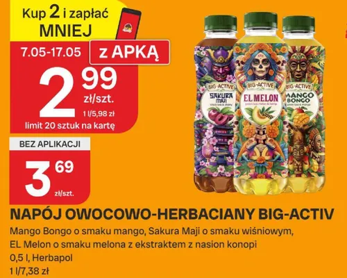 Napój owocowo-herbaciany Big-Activ Mango Bongo o smaku mango promocja w Chorten