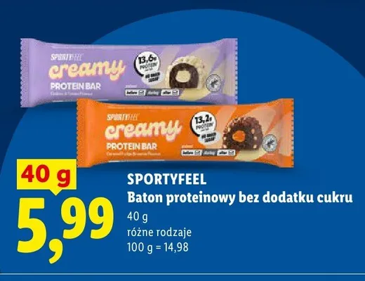 Baton proteinowy bez dodatku cukru Sportyfeel promocja w Lidl
