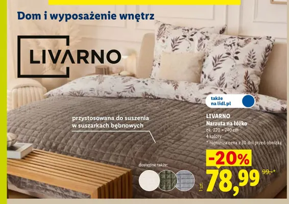 Narzuta na łóżko Livarno 220x240 cm promocja w Lidl