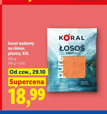 Łosoś wędzony na zimno plastry XXL promocja w Lidl