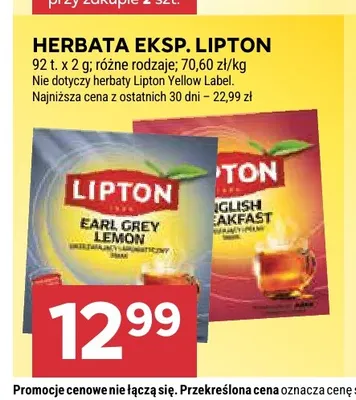 Herbata ekspresowa Lipton English Breakfast promocja w Stokrotka