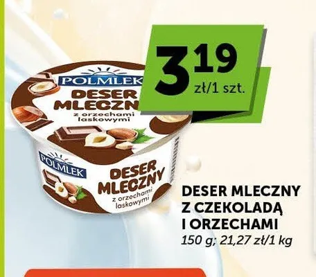 Deser mleczny z czekoladą i orzechami Polmlek promocja w Groszek
