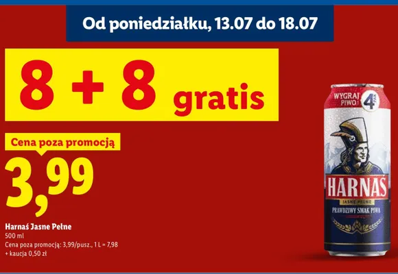 Piwo Harnaś Jasne Pełne promocja w Lidl