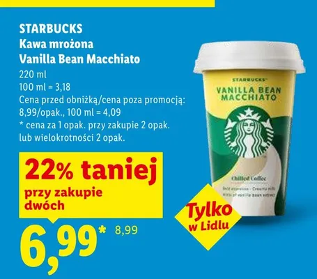 Kawa mrożona Vanilla Bean Macchiato Starbucks promocja w Lidl