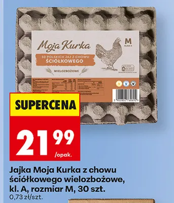 Jajka kurze Moja Kurka z chowu ściółkowego wielozbożowe rozmiar M promocja w Biedronka