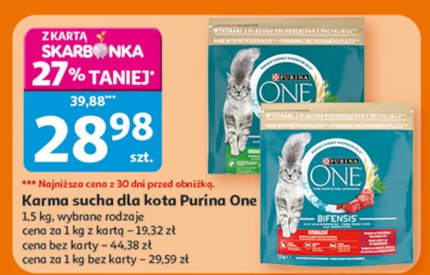 Karma sucha dla kota Purina One 1.5 kg promocja w Auchan