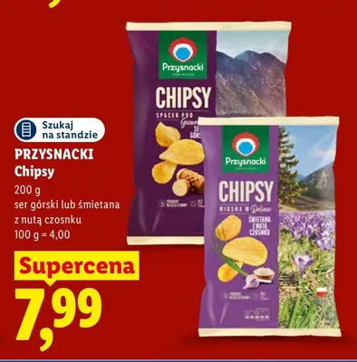 Chipsy o smaku sera górskiego Przysnacki promocja w Lidl