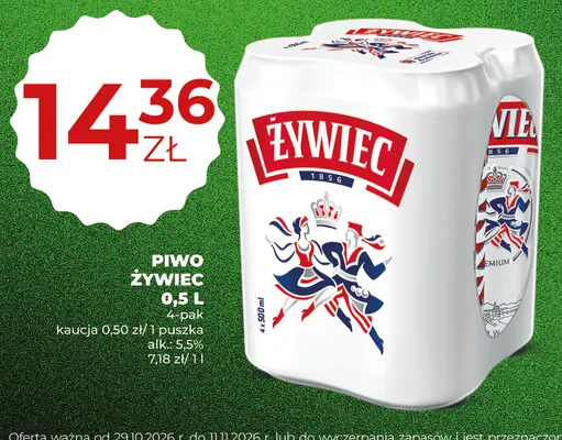 Piwo Żywiec 4-pak 500 ml promocja w Duży Ben