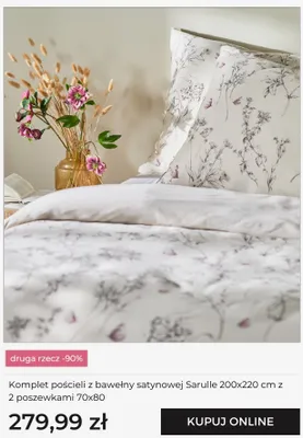 Komplet pościeli z bawełny satynowej Sarulle 200x220 cm z 2 poszewkami 70x80 promocja w home&you