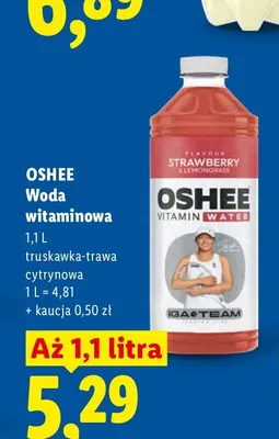 Woda witaminowa Oshee truskawka-trawa cytrynowa promocja w Lidl