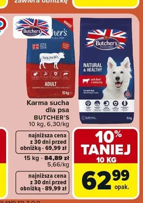 Karma sucha dla psa Butcher's z wołowiną 10kg promocja w Carrefour