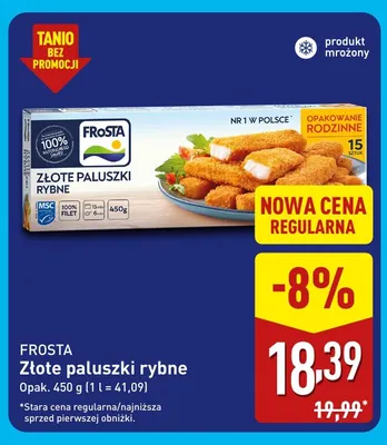 Złote paluszki rybne Frosta promocja w Aldi