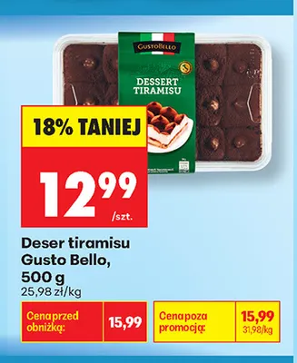 Deser tiramisu Gusto Bello promocja w Biedronka