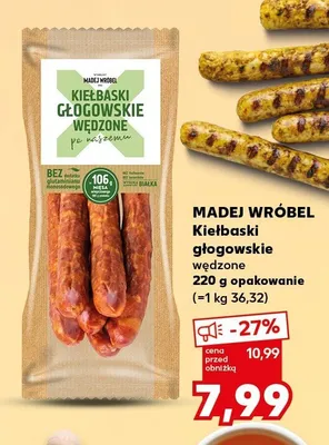 Kiełbaski głogowskie wędzone Madej Wróbel promocja w Kaufland