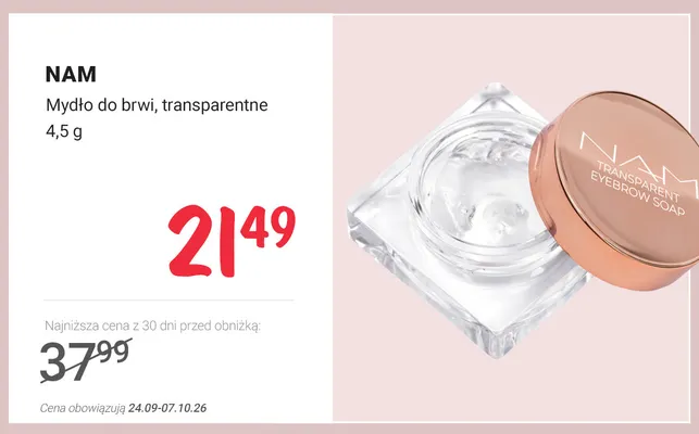 Mydło do brwi transparentne NAM promocja w Rossmann