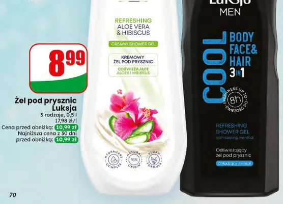 Żel pod prysznic Luksja Silk Care aloes i hibiskus promocja w Dino